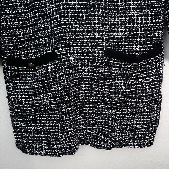 ZARA | TRF Collection Black White Tweed Shift Dress Gold Buttons Mini | Medium - Picture 9 of 16